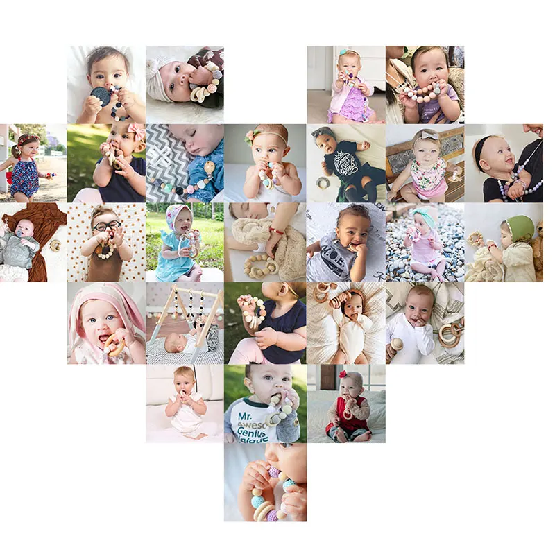 1Set Wooden Rattle Teethers Baby Toys Play Gym Mobile Newborn Sensory Structure Baby Nursing Gifts Handmade Stroller Accessories