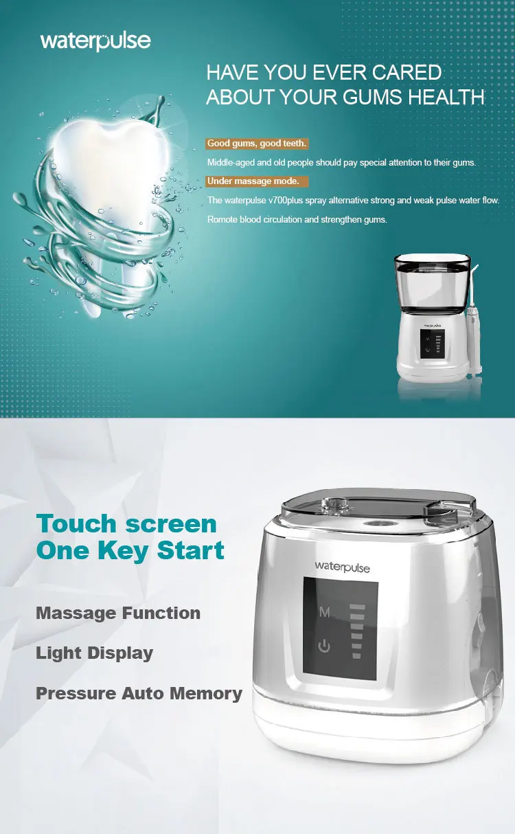 Oral Irrigator with Massage and Pressure Memory Functionk, 1000ml Oral Hygiene Water Dental Flosser Irrigator