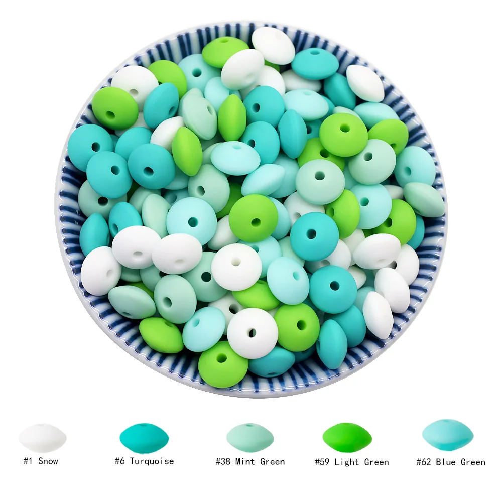 Cute-Idea 20pcs Silicone Lentil Abacus Beads 12mm Baby Rodent Beads DIY Pacifier Chain Teething Toys Accessories Baby goods