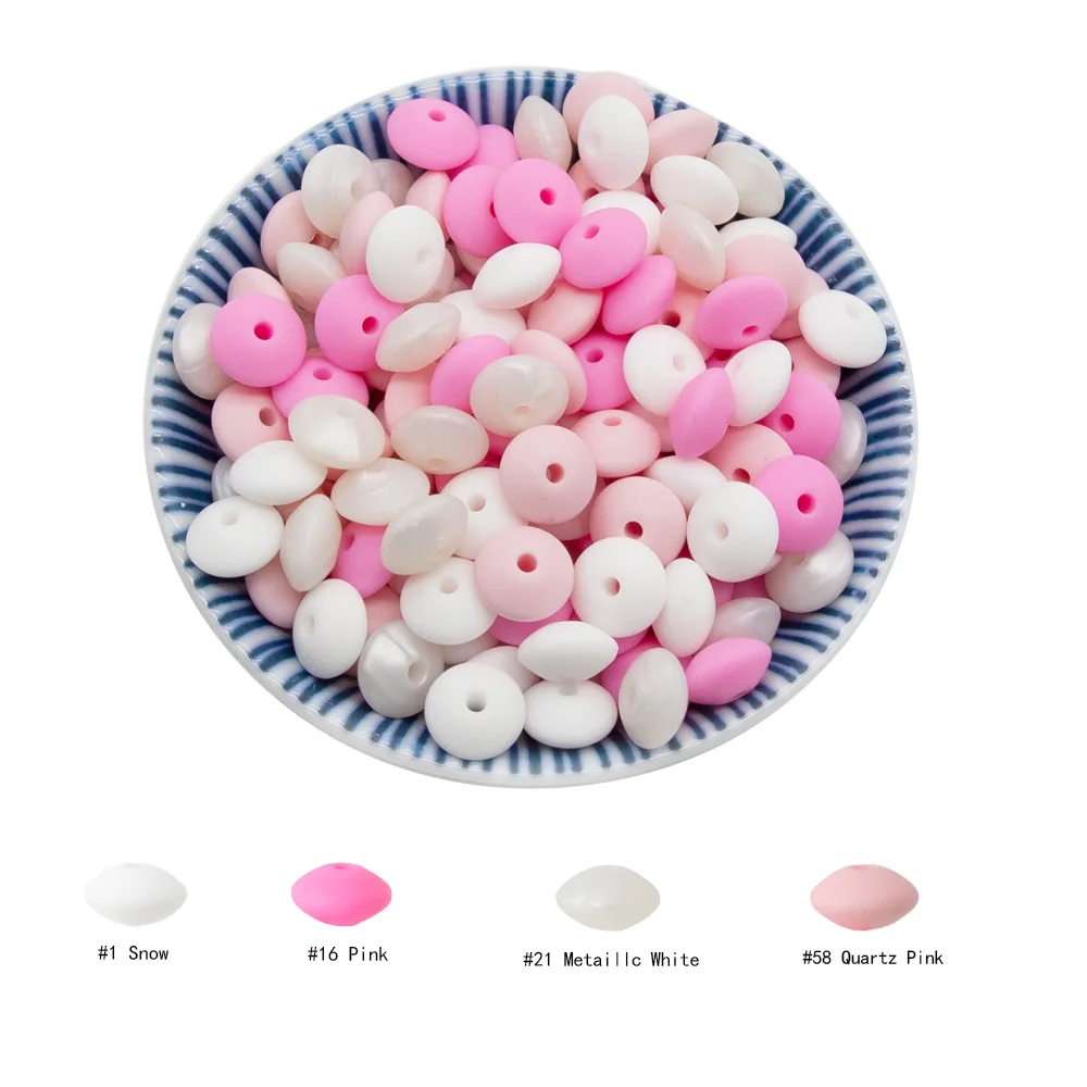 Cute-Idea 20pcs Silicone Lentil Abacus Beads 12mm Baby Rodent Beads DIY Pacifier Chain Teething Toys Accessories Baby goods
