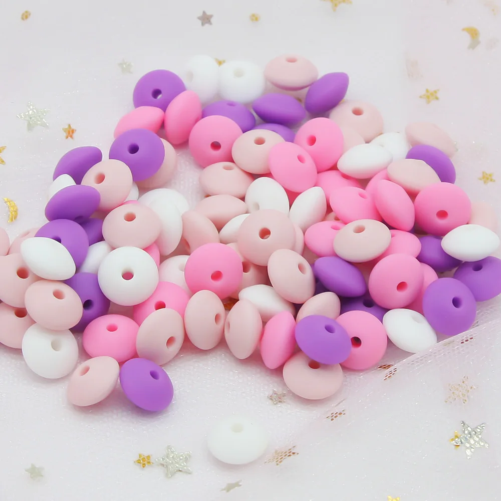 Cute-Idea 20pcs Silicone Lentil Abacus Beads 12mm Baby Rodent Beads DIY Pacifier Chain Teething Toys Accessories Baby goods
