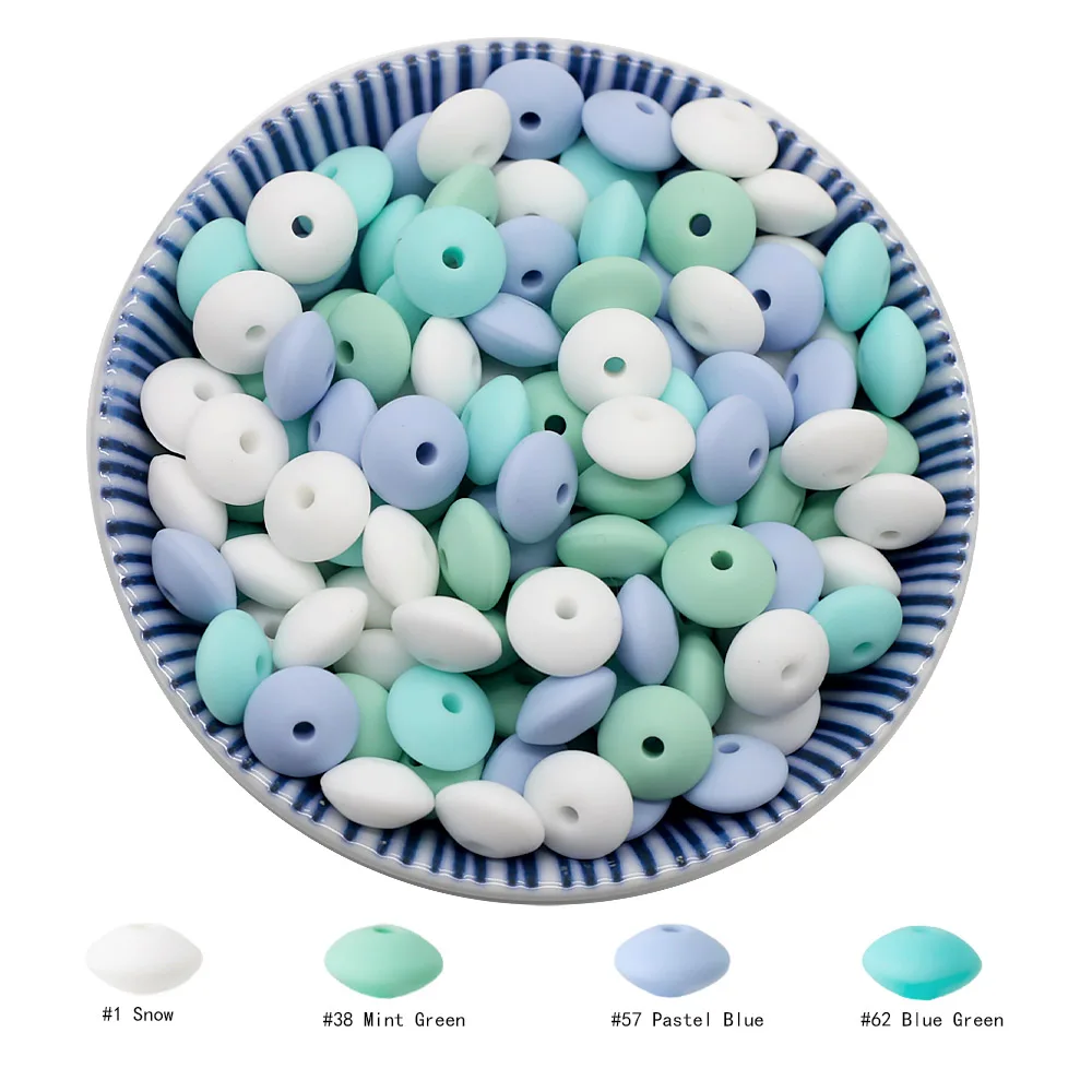 Cute-Idea 20pcs Silicone Lentil Abacus Beads 12mm Baby Rodent Beads DIY Pacifier Chain Teething Toys Accessories Baby goods