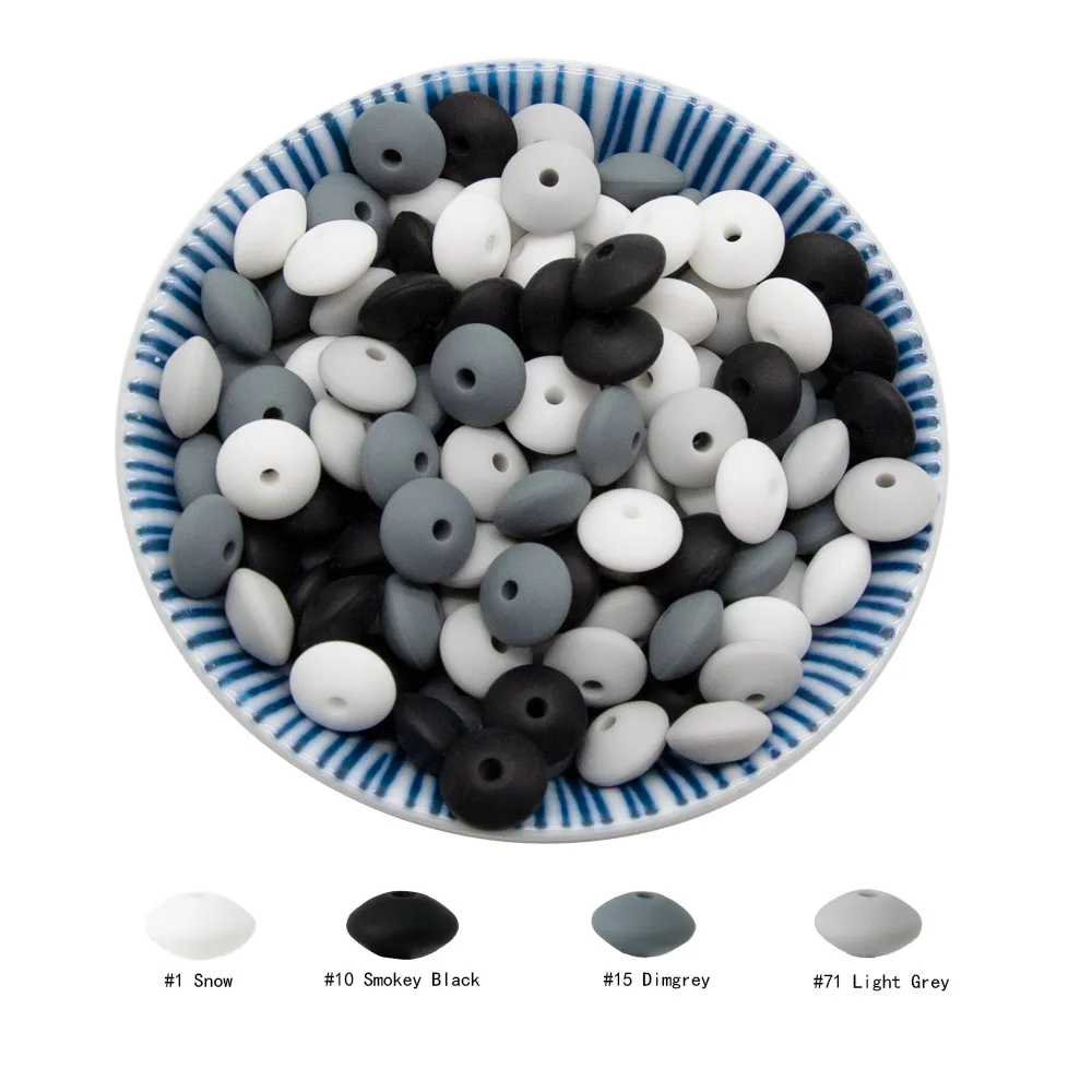 Cute-Idea 20pcs Silicone Lentil Abacus Beads 12mm Baby Rodent Beads DIY Pacifier Chain Teething Toys Accessories Baby goods