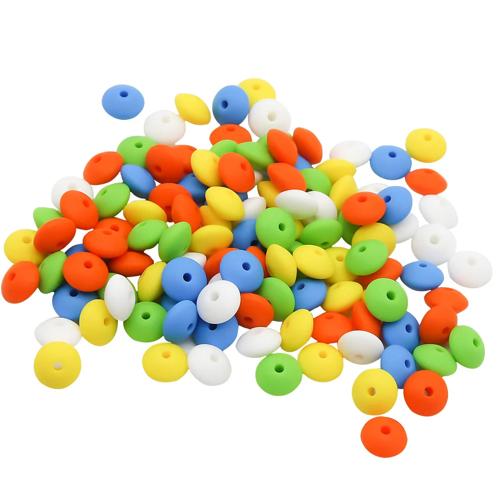 Cute-Idea 20pcs Silicone Lentil Abacus Beads 12mm Baby Rodent Beads DIY Pacifier Chain Teething Toys Accessories Baby goods