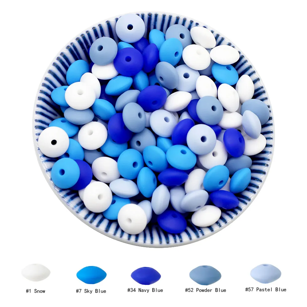 Cute-Idea 20pcs Silicone Lentil Abacus Beads 12mm Baby Rodent Beads DIY Pacifier Chain Teething Toys Accessories Baby goods
