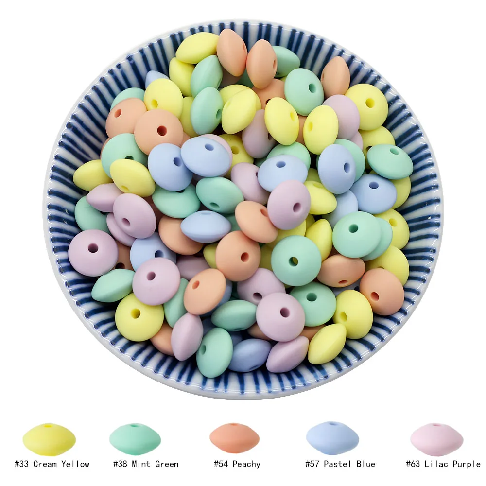 Cute-Idea 20pcs Silicone Lentil Abacus Beads 12mm Baby Rodent Beads DIY Pacifier Chain Teething Toys Accessories Baby goods