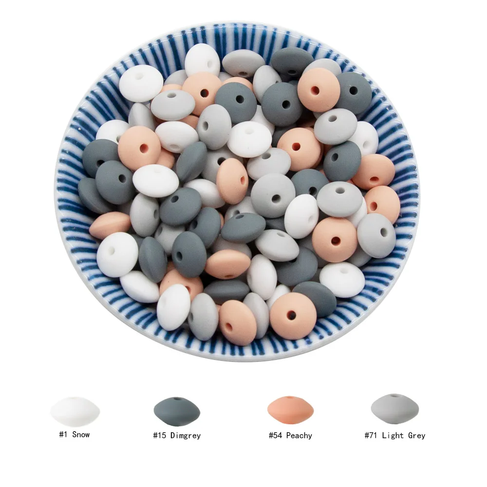 Cute-Idea 20pcs Silicone Lentil Abacus Beads 12mm Baby Rodent Beads DIY Pacifier Chain Teething Toys Accessories Baby goods