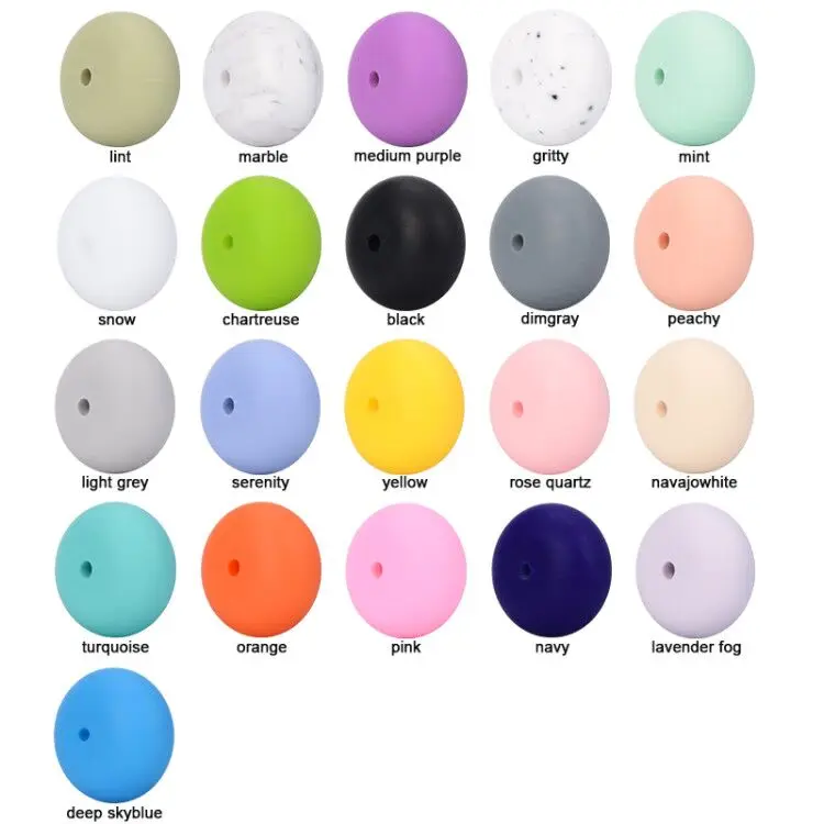 LOFCA 50pcs Mini Abacus 14mm Silicone Loose Beads Teether Toy Silicone BPA Free Teething Beads Charms Newborn Nursing