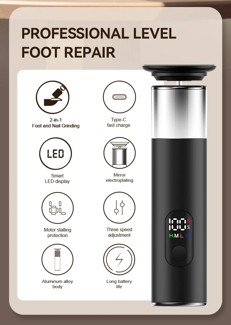 Electric Callus Remover Foot File 2-in-1 Adjustable Speed with 60pcs Sandpaper Discs for Pedicure And Callus Removal High Qualit