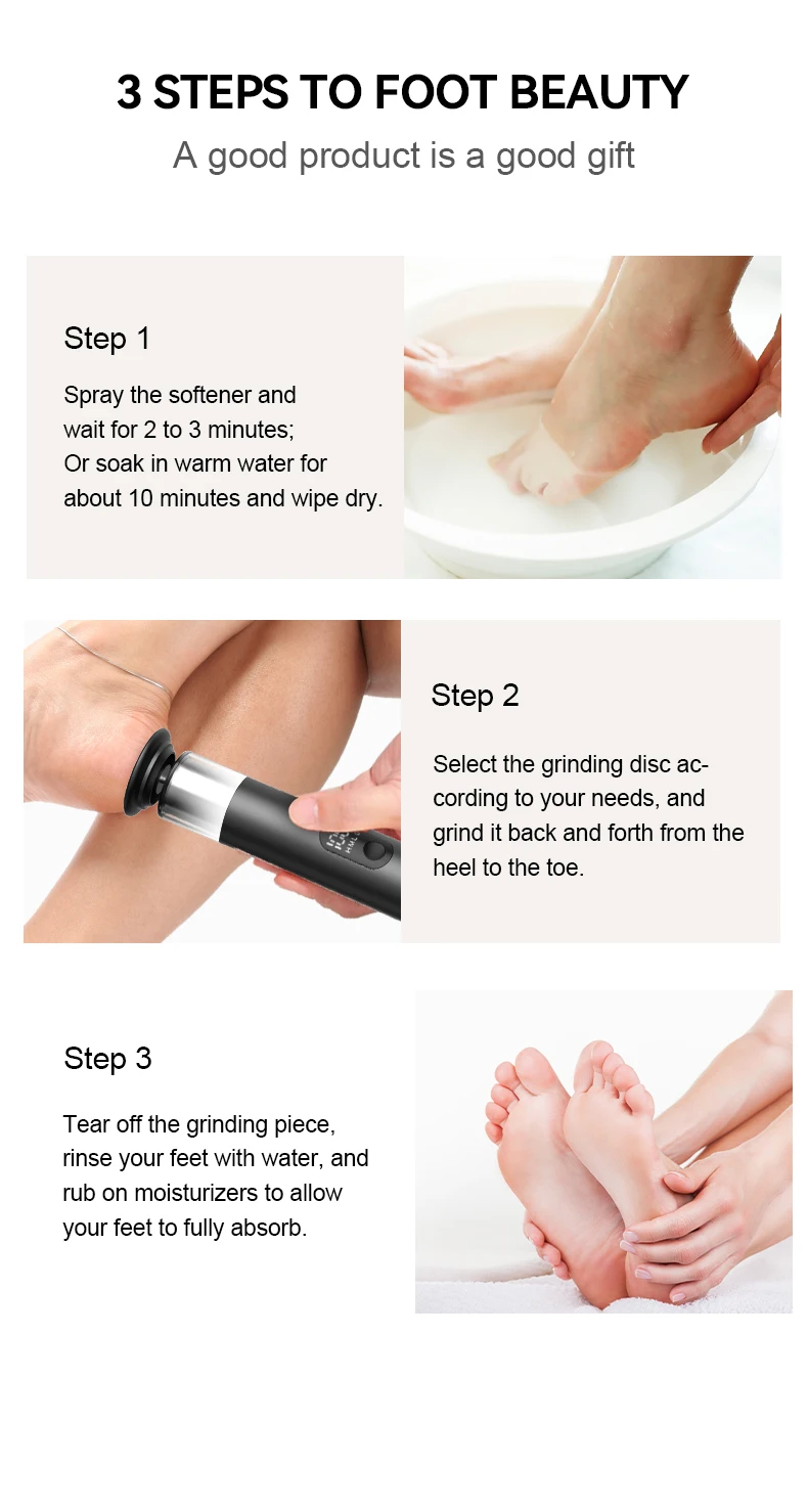 Electric Callus Remover Foot File 2-in-1 Adjustable Speed with 60pcs Sandpaper Discs for Pedicure And Callus Removal High Qualit