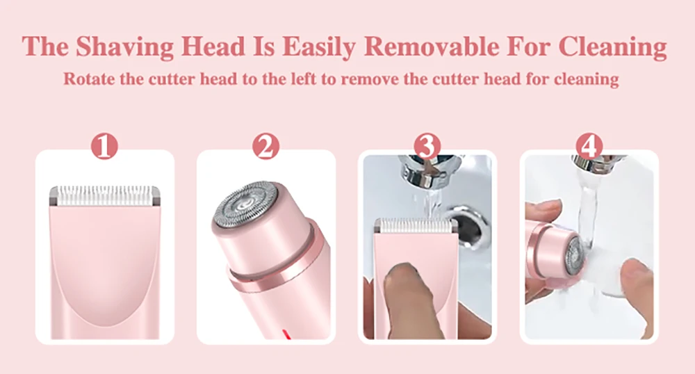 Electric Shaver for Women Electric Razor for Womens Bikini Legs Underarm Public Hairs Rechargeable Trimmer with Detachable Head