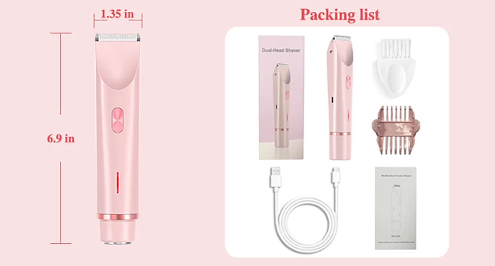 Electric Shaver for Women Electric Razor for Womens Bikini Legs Underarm Public Hairs Rechargeable Trimmer with Detachable Head