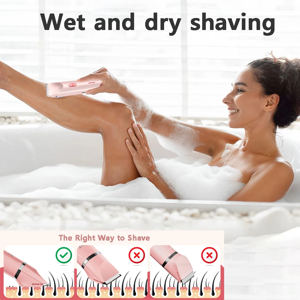 Electric Shaver for Women Electric Razor for Womens Bikini Legs Underarm Public Hairs Rechargeable Trimmer with Detachable Head