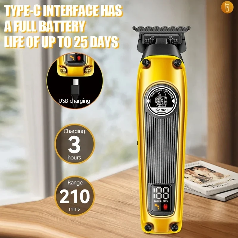 Kemei Multi-Purpose Haircut LCD Display Hair Cut Machine KM-1855 Hair Trimmer Hair Clippers for Men