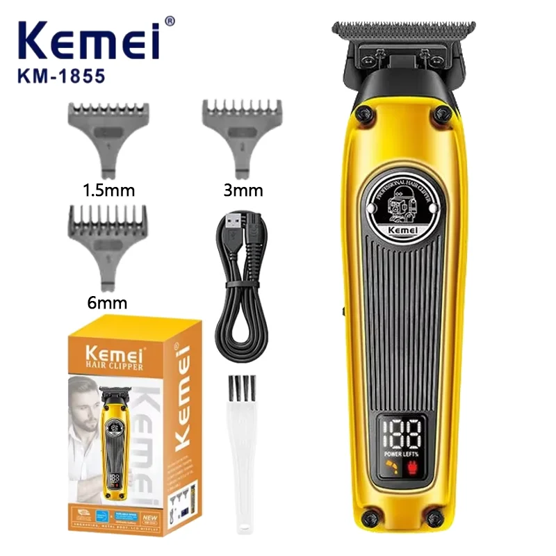 Kemei Multi-Purpose Haircut LCD Display Hair Cut Machine KM-1855 Hair Trimmer Hair Clippers for Men