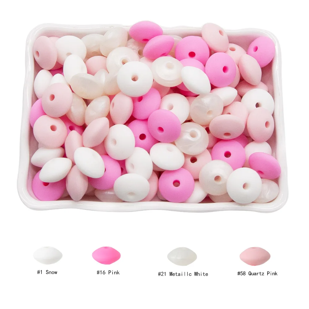 Cute-idea 50pc Silicone Beads Baby Lentil heart Star Shape Nuring Teething Beads Sets DIY Baby Pacifier Chain toys Accessories