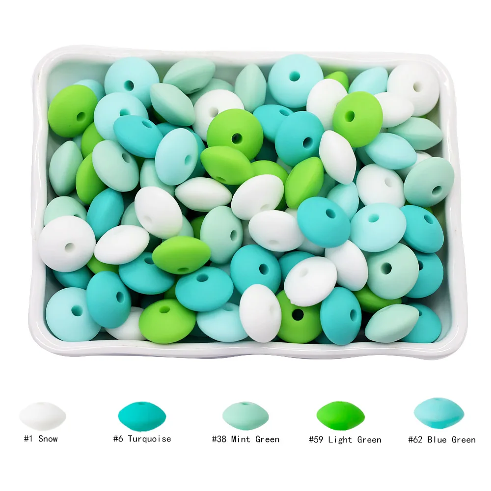 Cute-idea 50pc Silicone Beads Baby Lentil heart Star Shape Nuring Teething Beads Sets DIY Baby Pacifier Chain toys Accessories