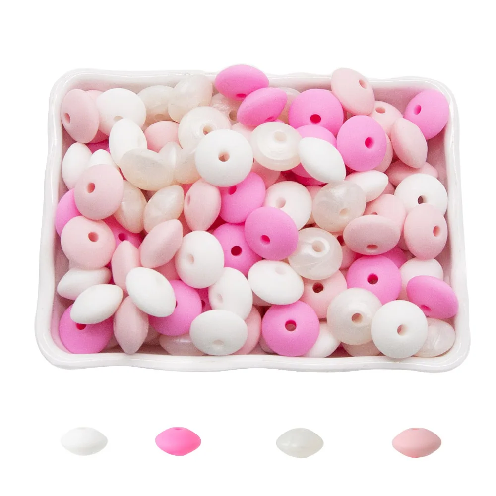 Cute-idea 50pc Silicone Beads Baby Lentil heart Star Shape Nuring Teething Beads Sets DIY Baby Pacifier Chain toys Accessories