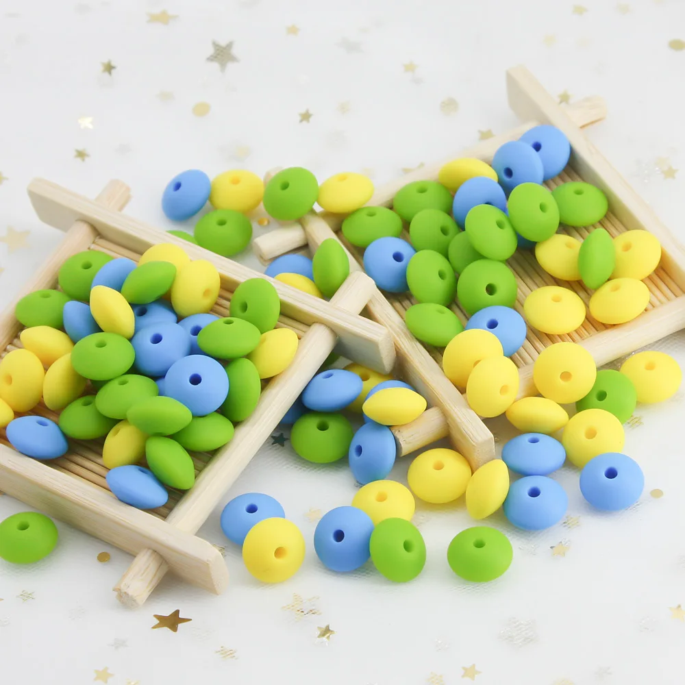 Cute-idea 50pc Silicone Beads Baby Lentil heart Star Shape Nuring Teething Beads Sets DIY Baby Pacifier Chain toys Accessories