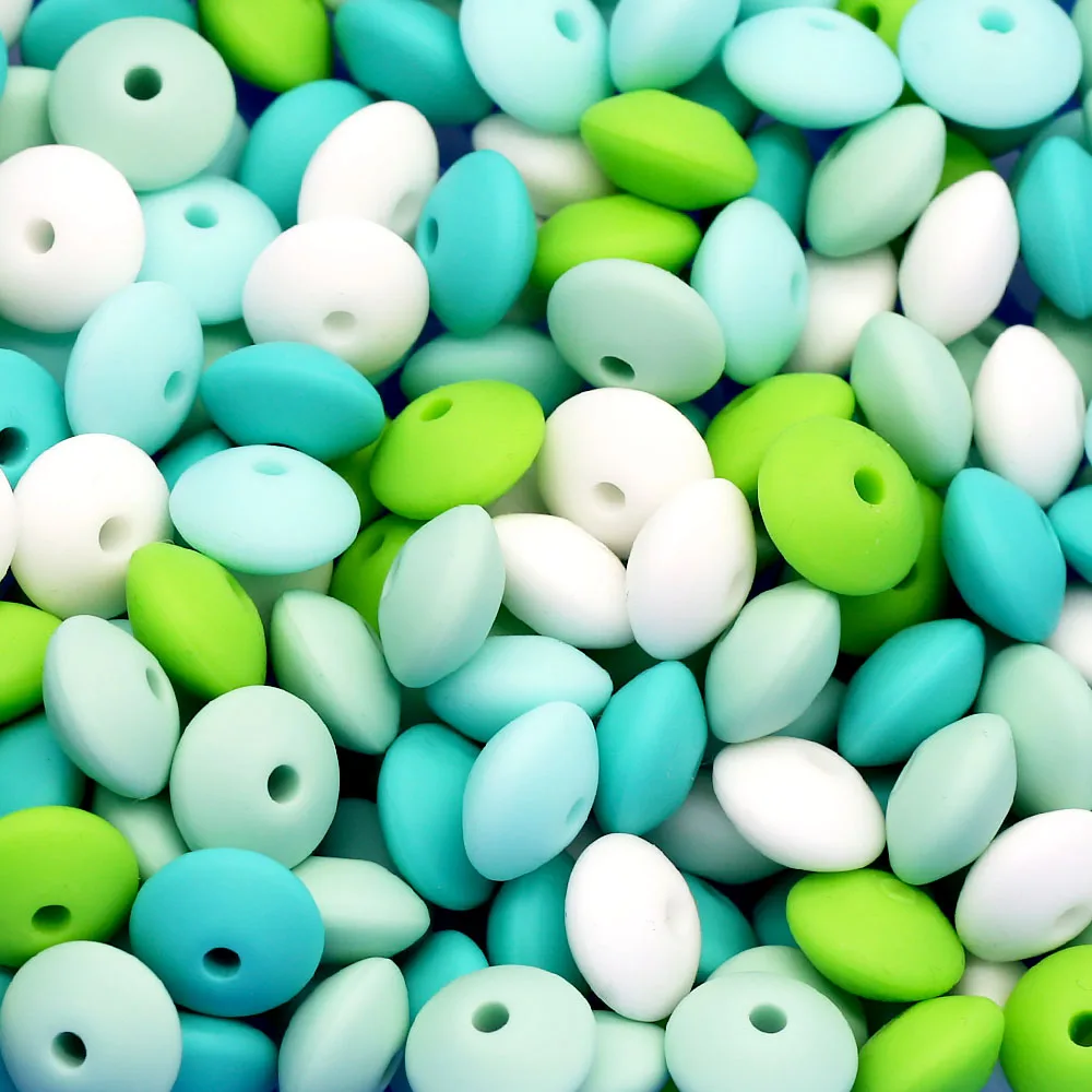 Cute-idea 50pc Silicone Beads Baby Lentil heart Star Shape Nuring Teething Beads Sets DIY Baby Pacifier Chain toys Accessories