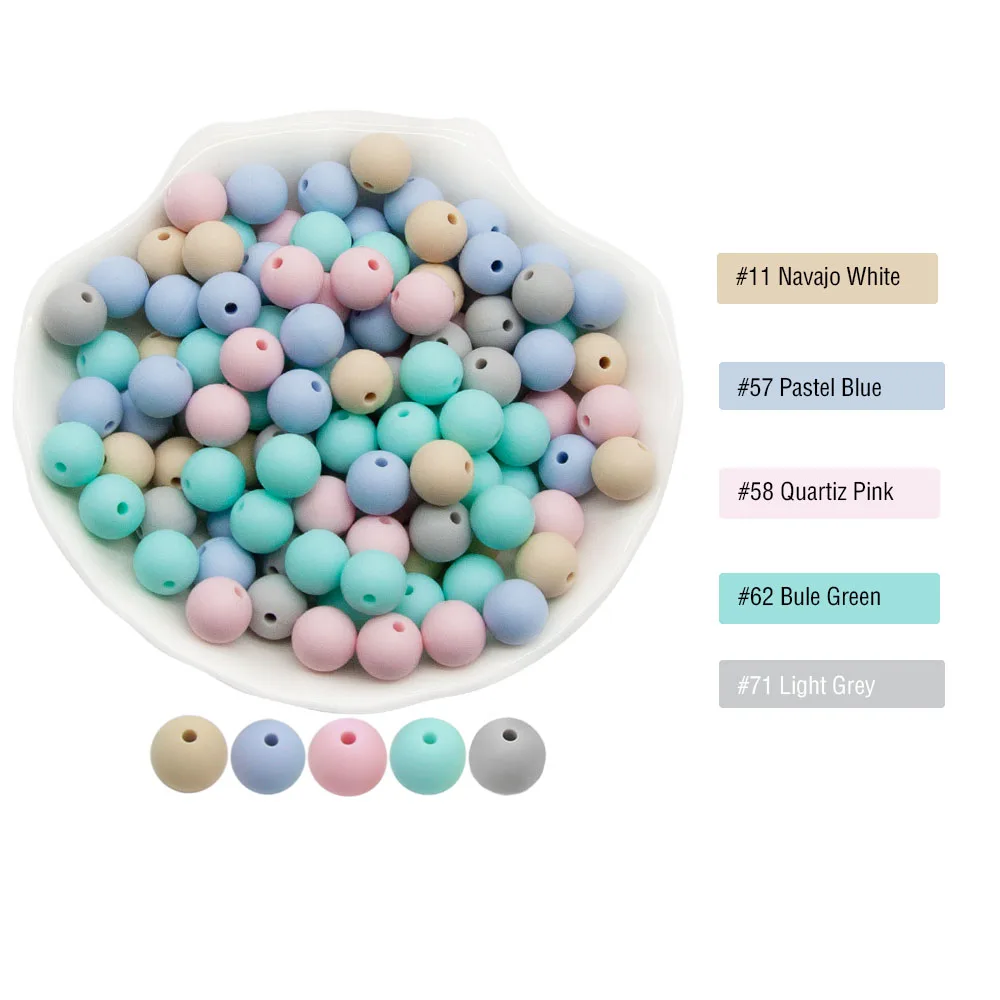 Cute-idea 50pc Silicone Beads Baby Lentil heart Star Shape Nuring Teething Beads Sets DIY Baby Pacifier Chain toys Accessories