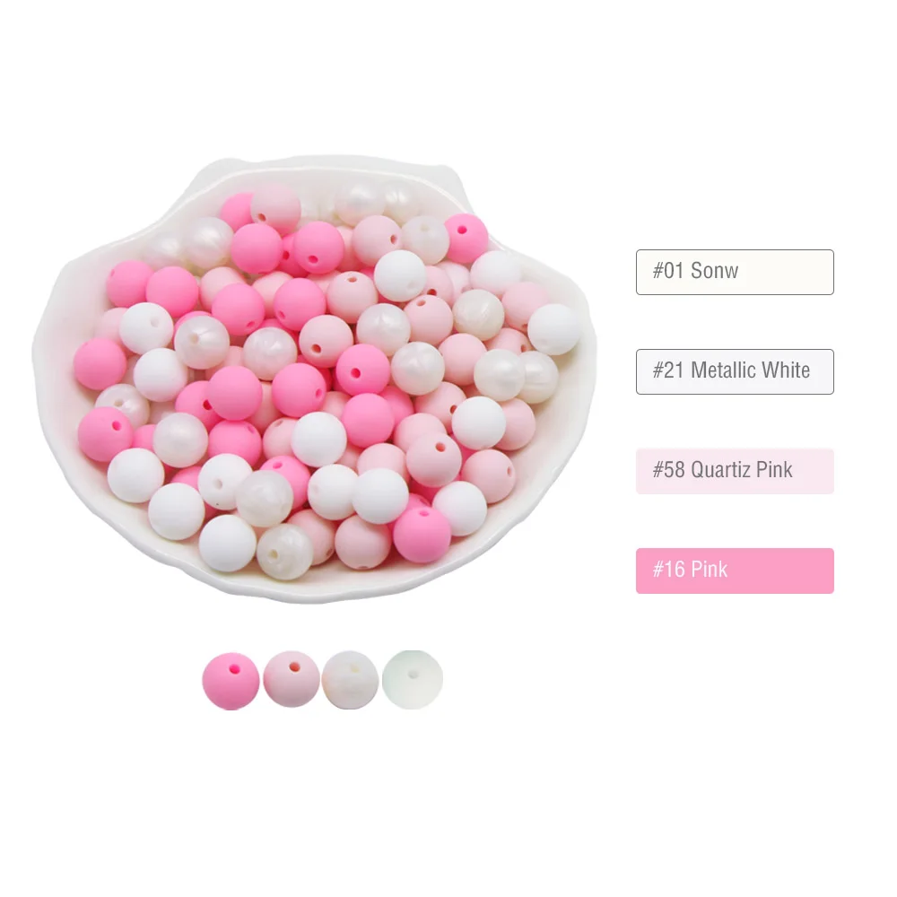 Cute-idea 50pc Silicone Beads Baby Lentil heart Star Shape Nuring Teething Beads Sets DIY Baby Pacifier Chain toys Accessories