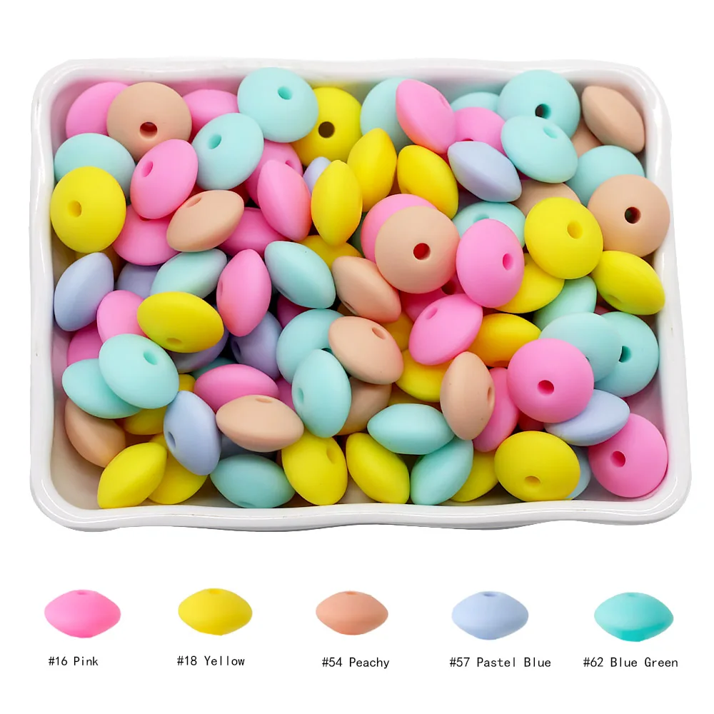 Cute-idea 50pc Silicone Beads Baby Lentil heart Star Shape Nuring Teething Beads Sets DIY Baby Pacifier Chain toys Accessories