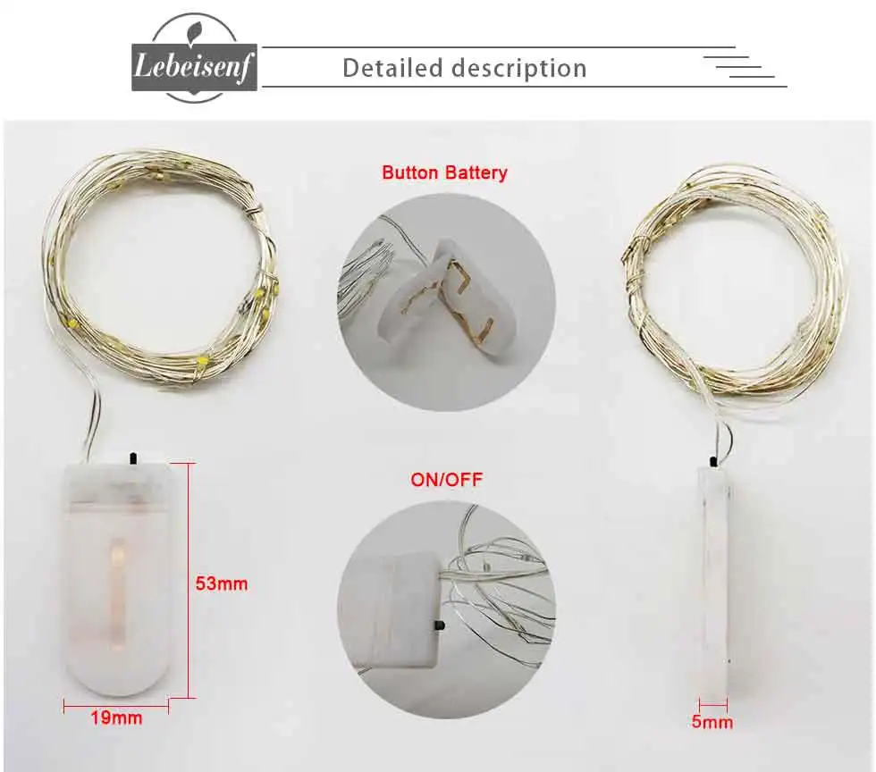 Waterproof Fairy Light CR2032 Battery Powered LED Mini Christmas Light Copper Wire String Light For Wedding Xmas Garland Party