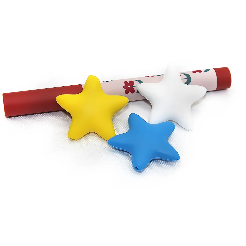 Cute-idea Star Silicone Beads 10pcs Food Grade Baby Teething Teethers DIY infant Nursing Pacifier Chain Necklace toy Accessories