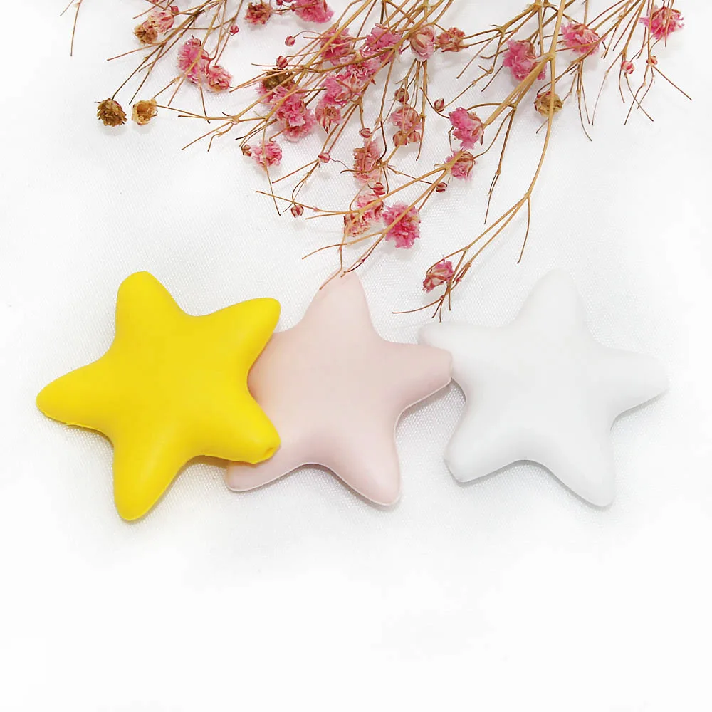 Cute-idea Star Silicone Beads 10pcs Food Grade Baby Teething Teethers DIY infant Nursing Pacifier Chain Necklace toy Accessories