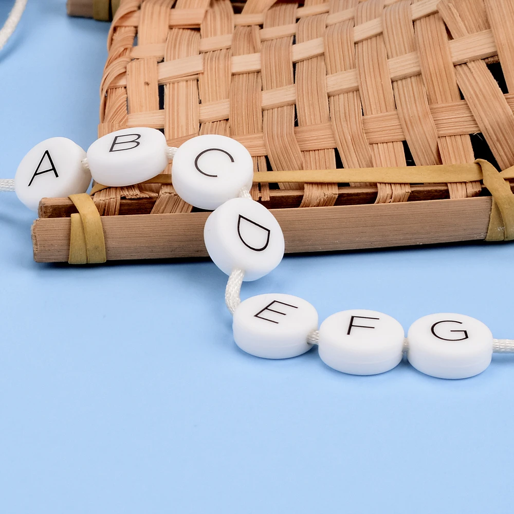 Lofca 70pcs Silicone Alphabet Beads Flat Silicone letter beads BPA free For Teether  Food Grade Necklace Making DIY Baby Teether