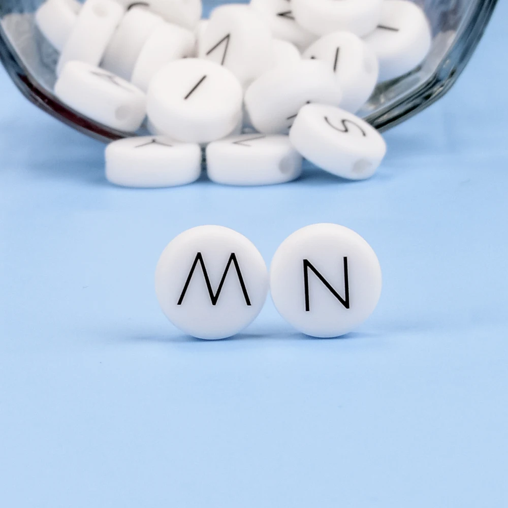 Lofca 70pcs Silicone Alphabet Beads Flat Silicone letter beads BPA free For Teether  Food Grade Necklace Making DIY Baby Teether