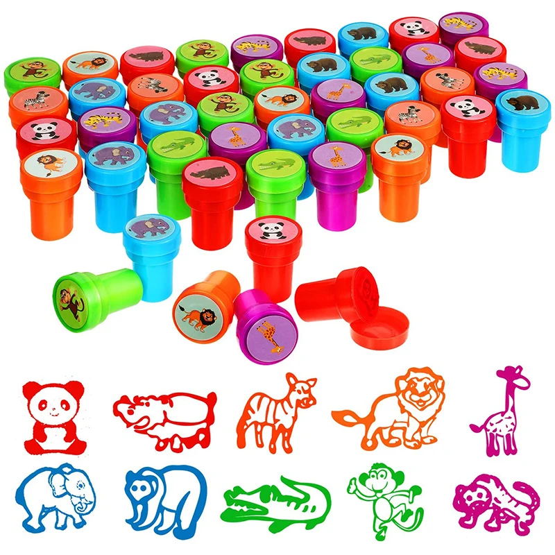 2/24pcs Assorted Stamps for Kids Self-ink Stamps Children Toy Stamps  Face Seal Scrapbooking DIY Painting Photo Album Decor