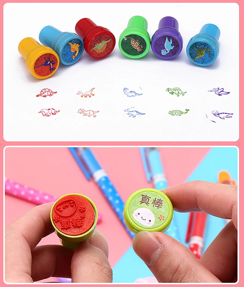 2/24pcs Assorted Stamps for Kids Self-ink Stamps Children Toy Stamps  Face Seal Scrapbooking DIY Painting Photo Album Decor