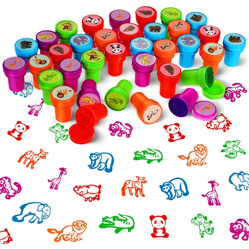 2/24pcs Assorted Stamps for Kids Self-ink Stamps Children Toy Stamps  Face Seal Scrapbooking DIY Painting Photo Album Decor