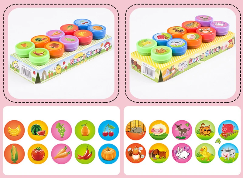 2/24pcs Assorted Stamps for Kids Self-ink Stamps Children Toy Stamps  Face Seal Scrapbooking DIY Painting Photo Album Decor