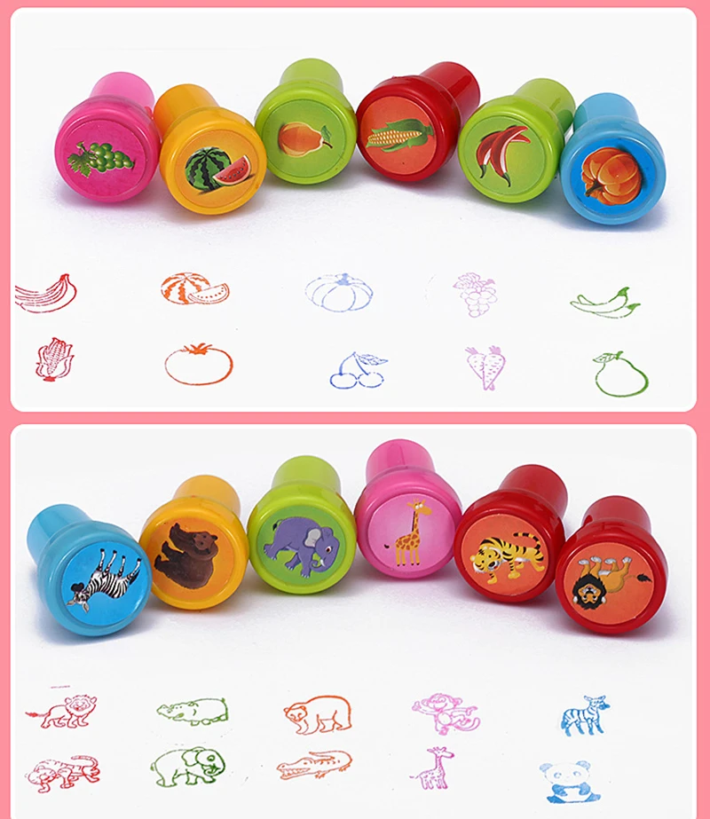 2/24pcs Assorted Stamps for Kids Self-ink Stamps Children Toy Stamps  Face Seal Scrapbooking DIY Painting Photo Album Decor