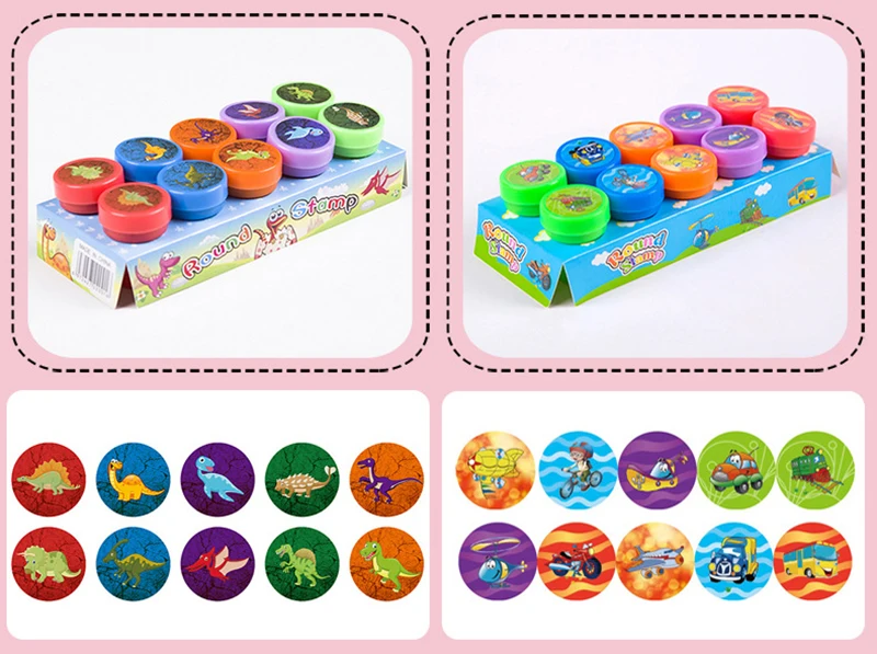 2/24pcs Assorted Stamps for Kids Self-ink Stamps Children Toy Stamps  Face Seal Scrapbooking DIY Painting Photo Album Decor