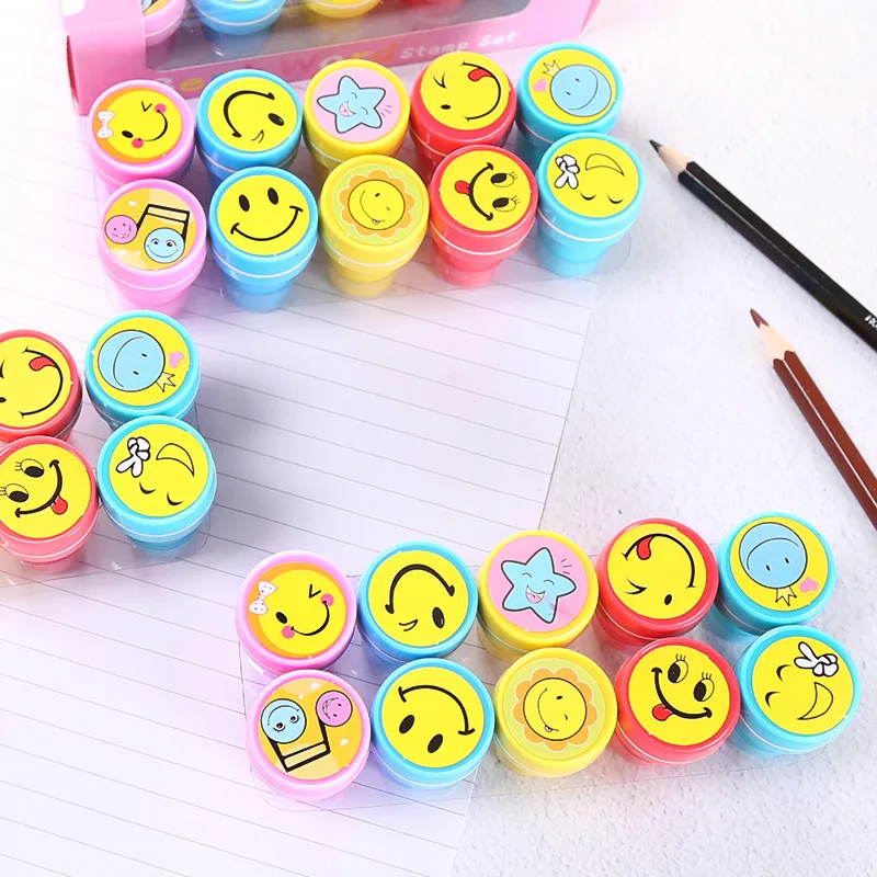 2/24pcs Assorted Stamps for Kids Self-ink Stamps Children Toy Stamps  Face Seal Scrapbooking DIY Painting Photo Album Decor