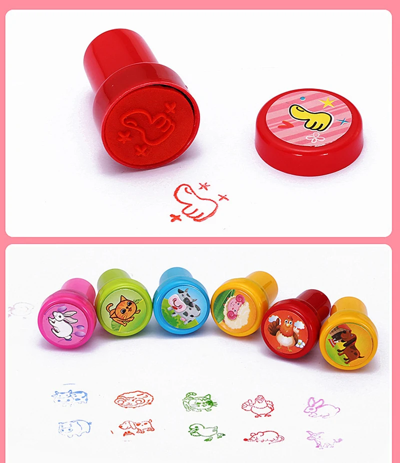 2/24pcs Assorted Stamps for Kids Self-ink Stamps Children Toy Stamps  Face Seal Scrapbooking DIY Painting Photo Album Decor