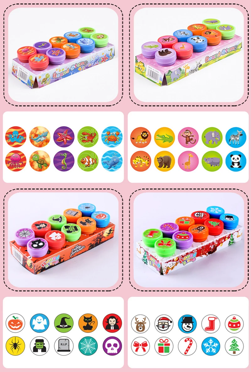 2/24pcs Assorted Stamps for Kids Self-ink Stamps Children Toy Stamps  Face Seal Scrapbooking DIY Painting Photo Album Decor