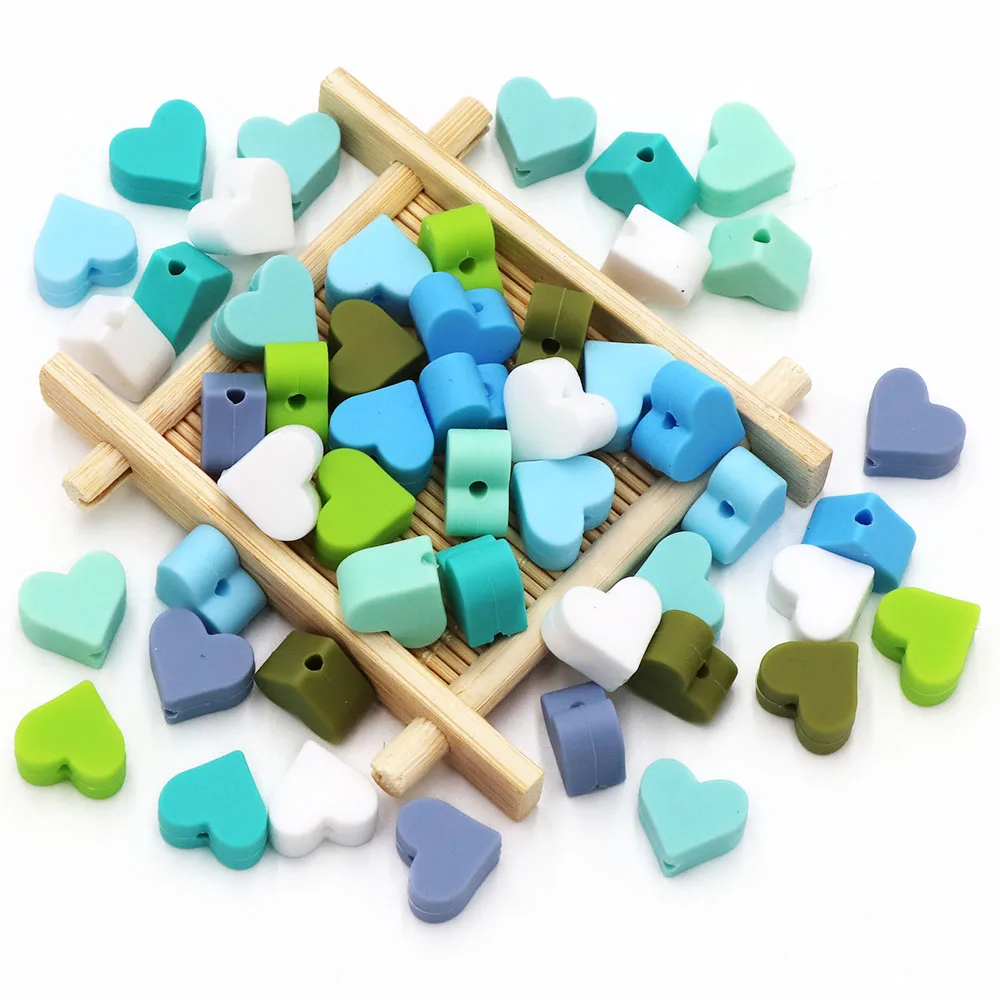 BOBO.BOX 10pc Love Heart Silicone Beads Teething Accessories Food Grade Silicone Teether BPA Free Eco-friendly Baby Teether Toys
