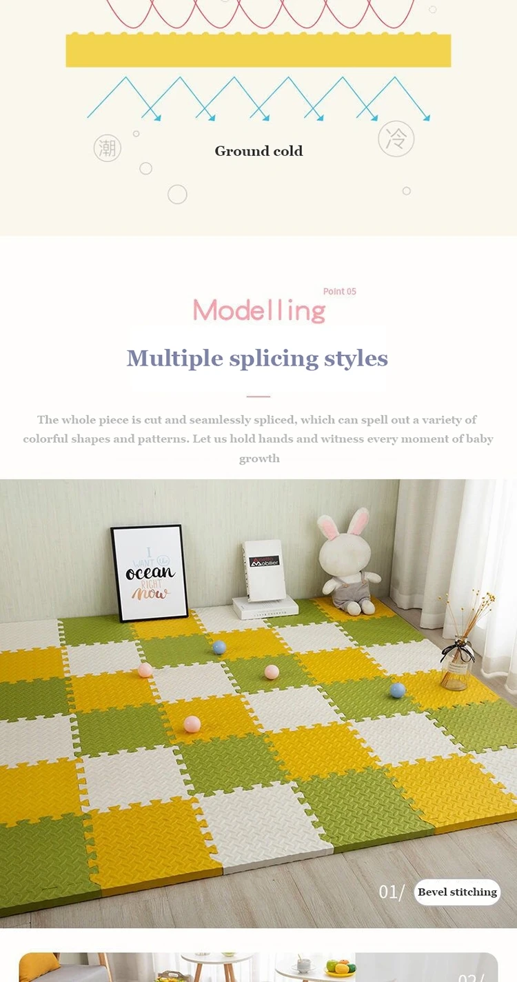 Thickening Mats for Kids Children's Foam Floor Children's Stitching Crawling Climbing Home Bedroom Living Room Tatami Play Mats
