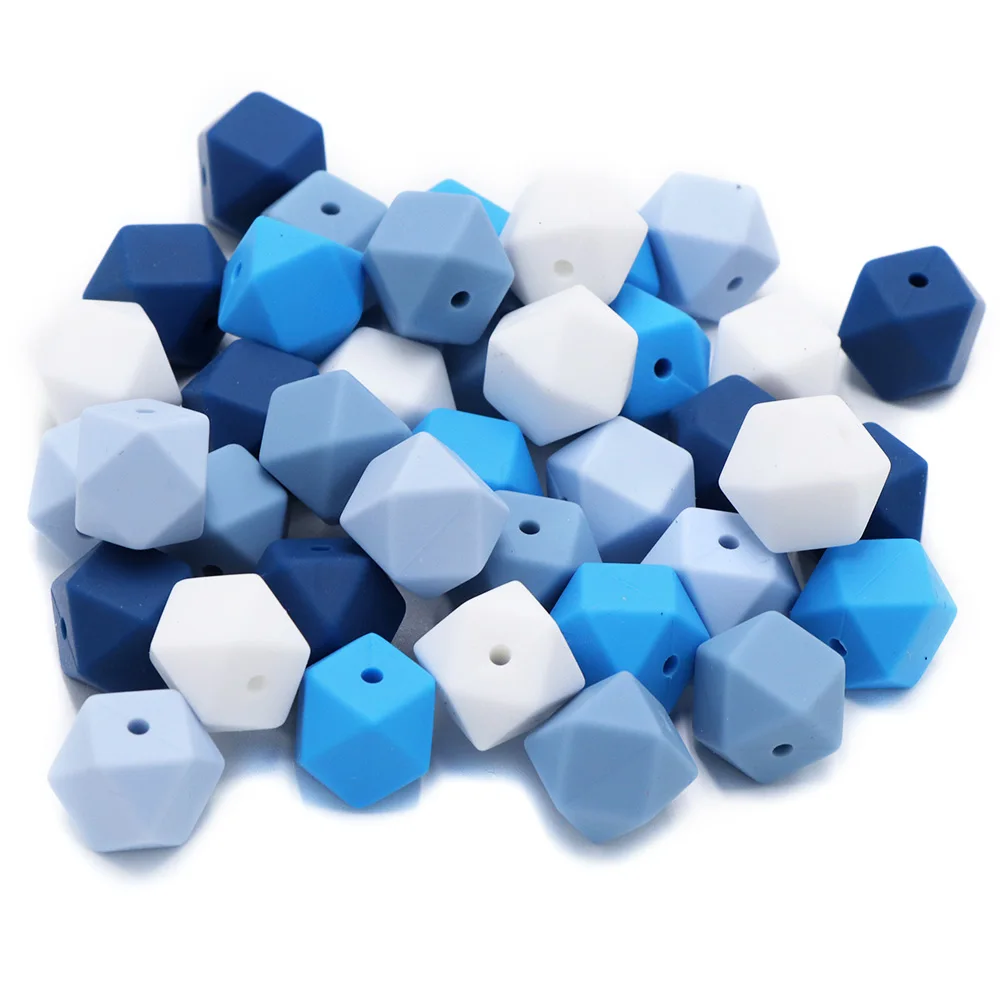 BOBO.BOX 10pcs 14mm Hexagon Silicone Beads Baby Teether Eco-friendly BPA Free Baby Teething Pacifier Chain Beads Baby Product