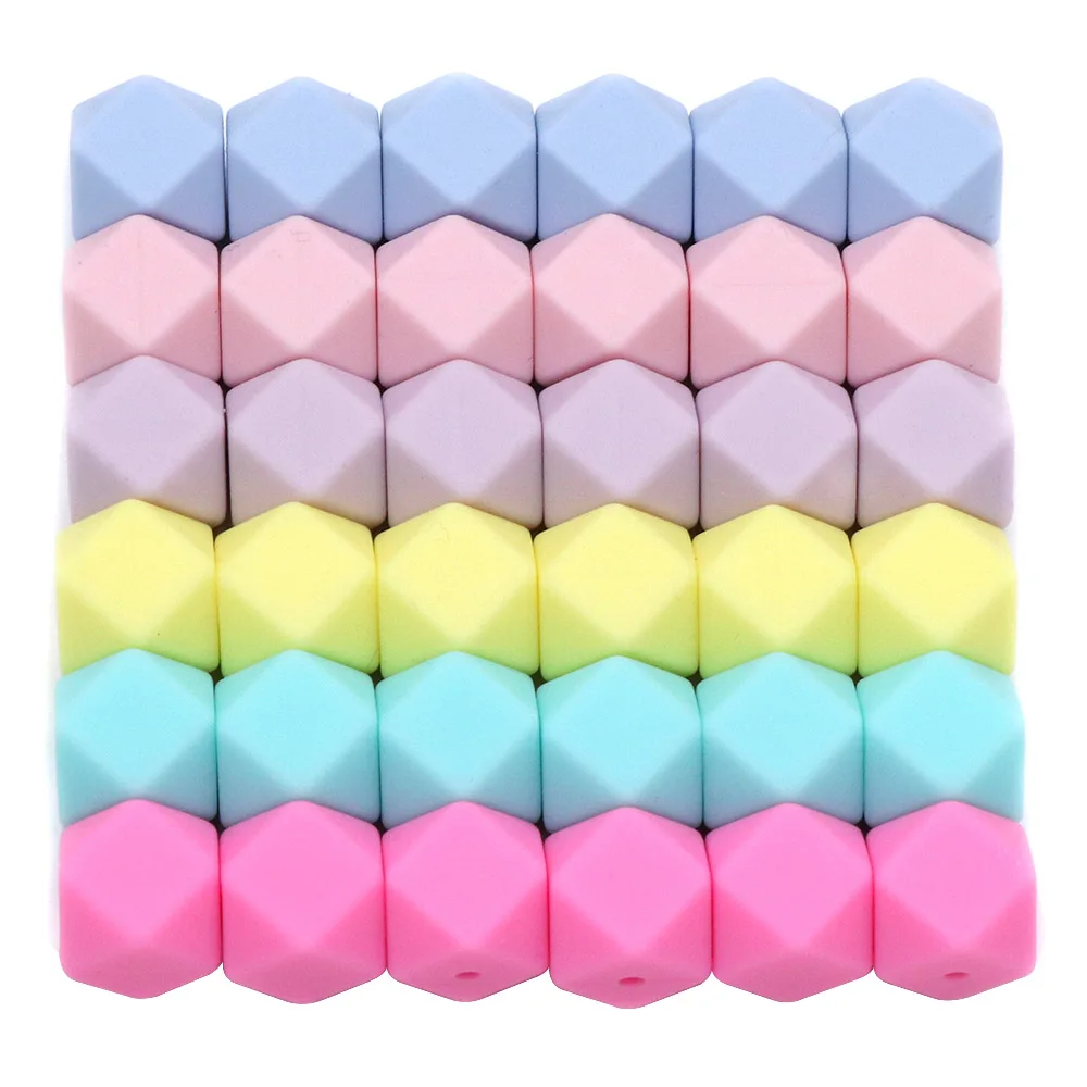 BOBO.BOX 10pcs 14mm Hexagon Silicone Beads Baby Teether Eco-friendly BPA Free Baby Teething Pacifier Chain Beads Baby Product