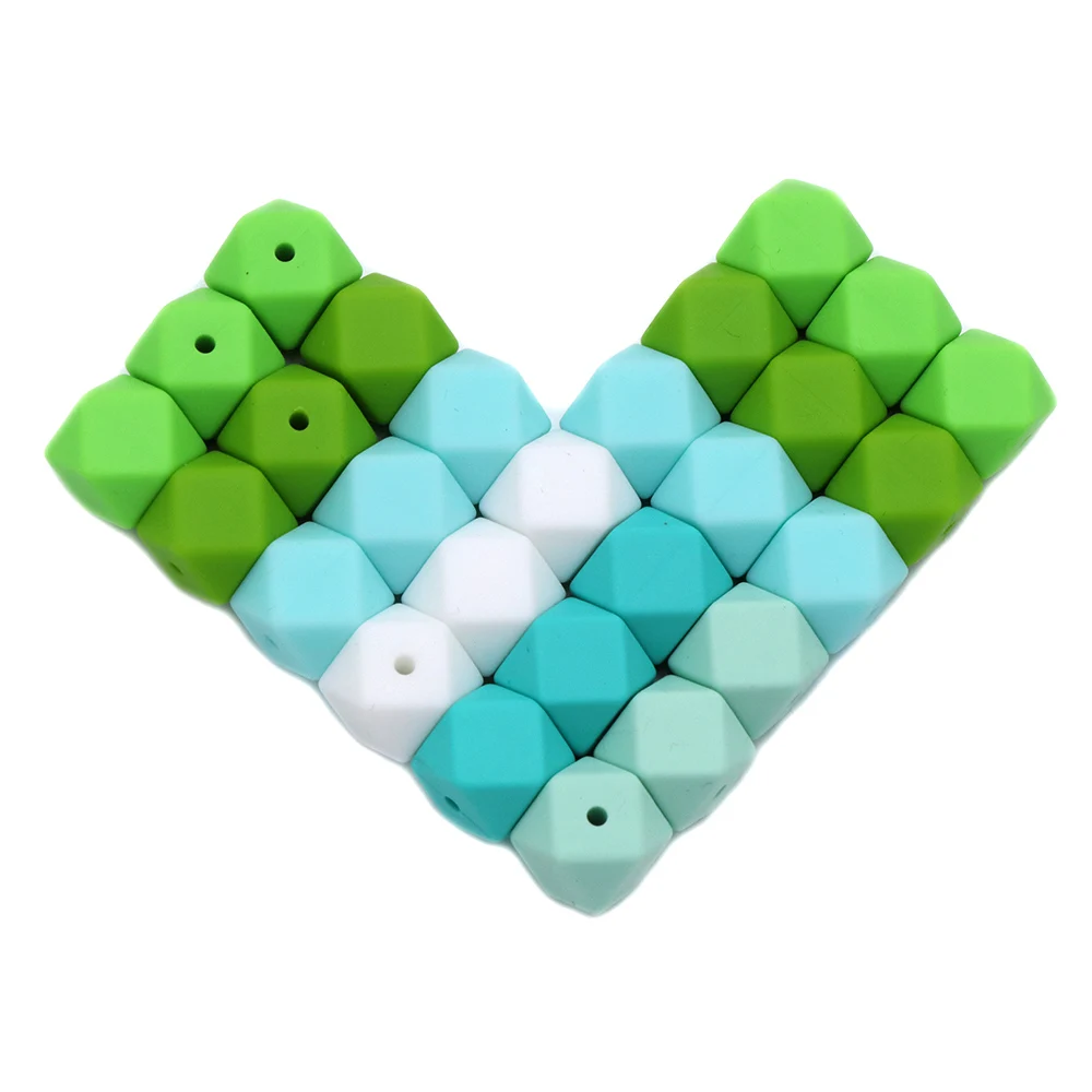 BOBO.BOX 10pcs 14mm Hexagon Silicone Beads Baby Teether Eco-friendly BPA Free Baby Teething Pacifier Chain Beads Baby Product