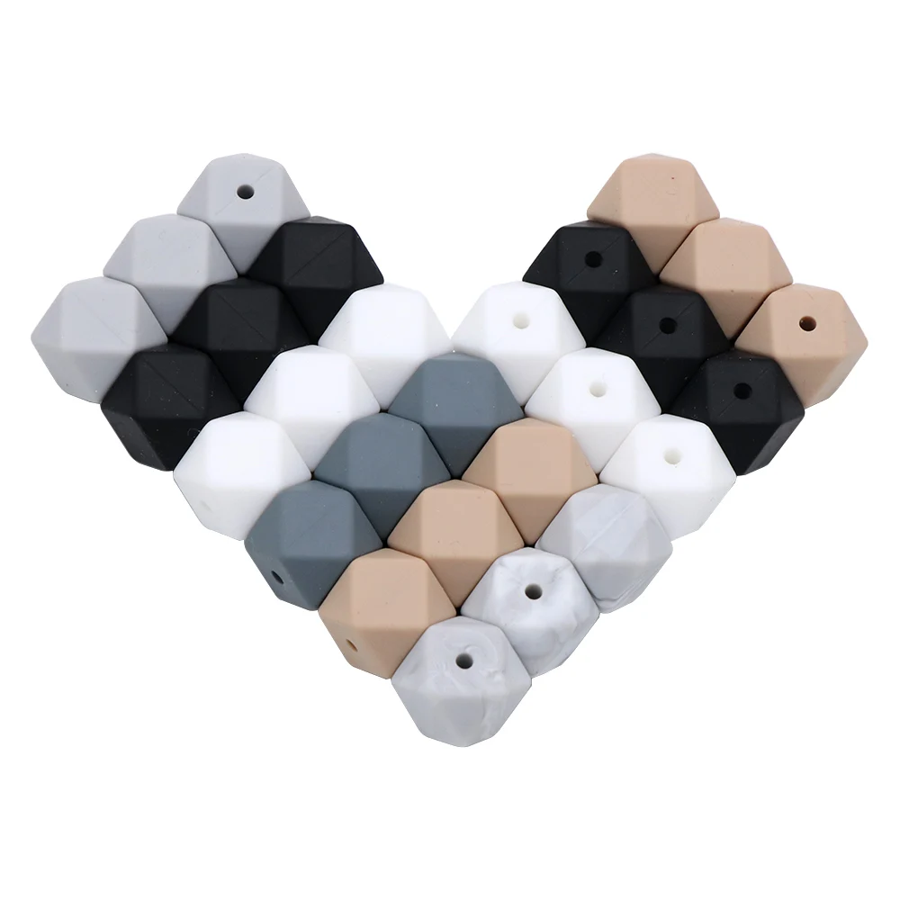 BOBO.BOX 10pcs 14mm Hexagon Silicone Beads Baby Teether Eco-friendly BPA Free Baby Teething Pacifier Chain Beads Baby Product