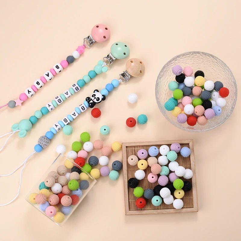 15mm 10Pcs/Lot Silicone Beads Baby Teething Beehive Round Food Grade Beads for DIY Threaded Silicone Beads Baby Teethers