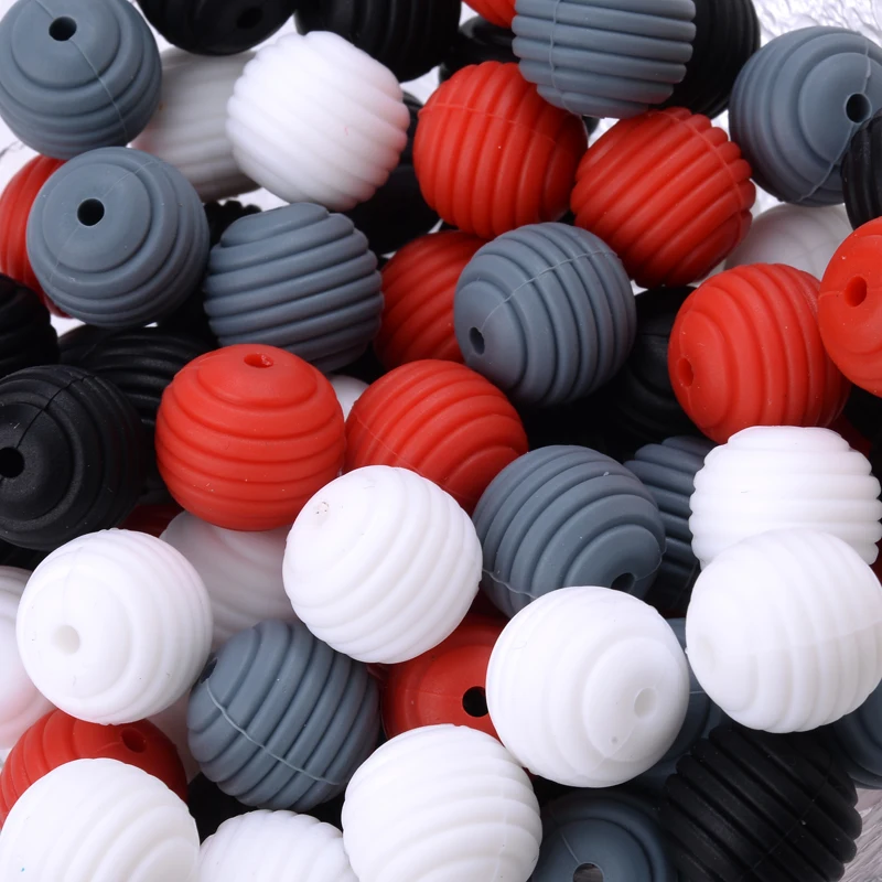 15mm 10Pcs/Lot Silicone Beads Baby Teething Beehive Round Food Grade Beads for DIY Threaded Silicone Beads Baby Teethers