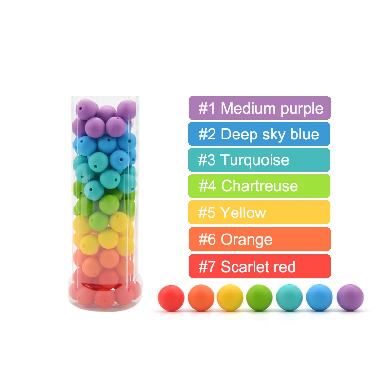 LOFCA 15mm 20pcs/Lot Silicone Beads Loose Baby Fashion Teething Beads Baby Teether Safe Food Grade Nursing Chewing Diy Toy